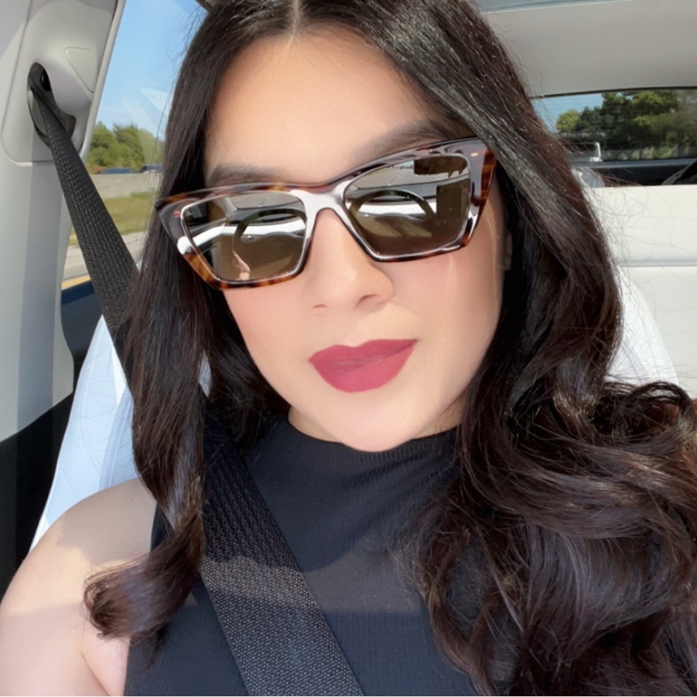 Saint Laurent Mica Tortoise Shell Cat-Eye Sunglasses - Picture 9 of 9